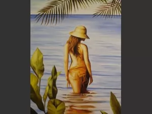 Pintura Mujer en la Playa